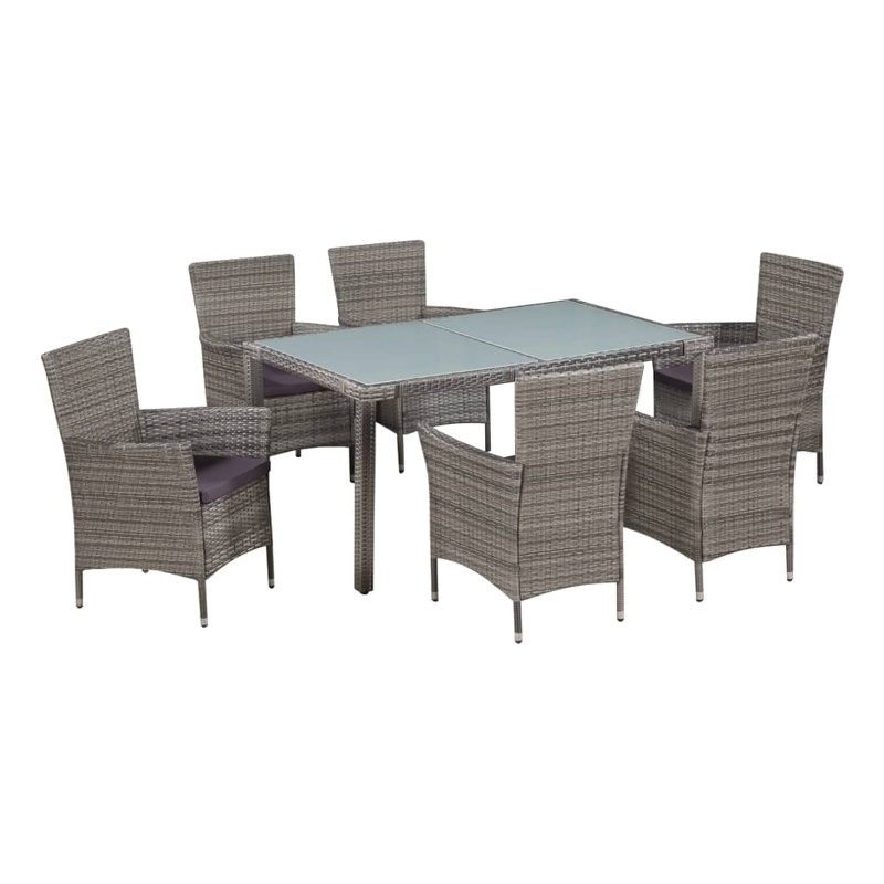 Afuera Living Contemporary 7 Piece Rattan Garden Dining Set in Gray