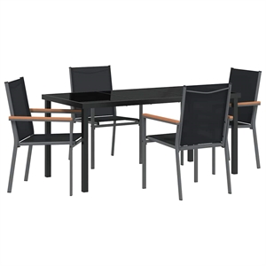 Afuera Living 5 Piece Powder-Coated Steel Garden Dining Set in Black