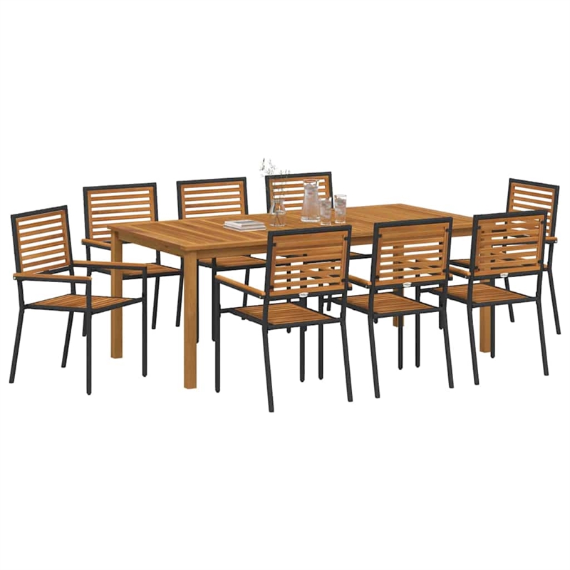 Afuera Living Contemporary Poly Rattan Garden Dining Set in Black