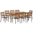 Afuera Living Contemporary Poly Rattan Garden Dining Set in Black