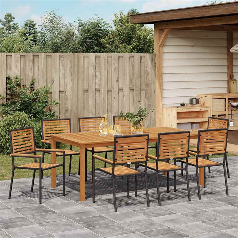 Afuera Living Contemporary Poly Rattan Garden Dining Set in Black