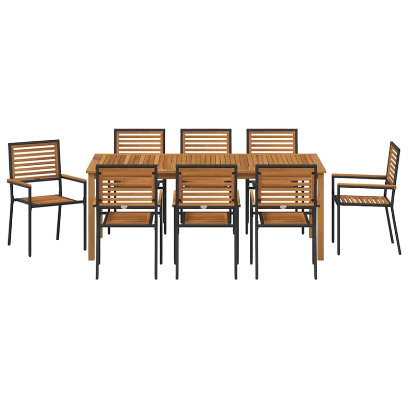 Afuera Living Contemporary Poly Rattan Garden Dining Set in Black