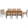 Afuera Living Contemporary Poly Rattan Garden Dining Set in Black
