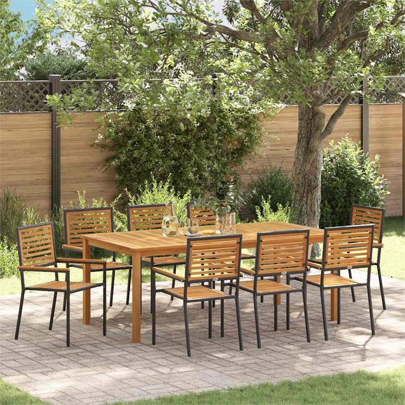 Afuera Living Contemporary Poly Rattan Garden Dining Set in Black