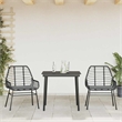 Afuera Living 3 Piece Poly Rattan Garden Dining Set in Black/Dark Gray