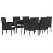 Afuera Living 7 Piece Poly Rattan Garden Dining Set in Black/Cream White