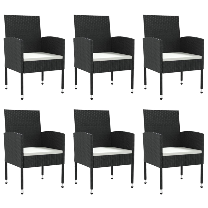 Afuera Living 7 Piece Poly Rattan Garden Dining Set in Black/Cream White
