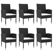 Afuera Living 7 Piece Poly Rattan Garden Dining Set in Black/Cream White