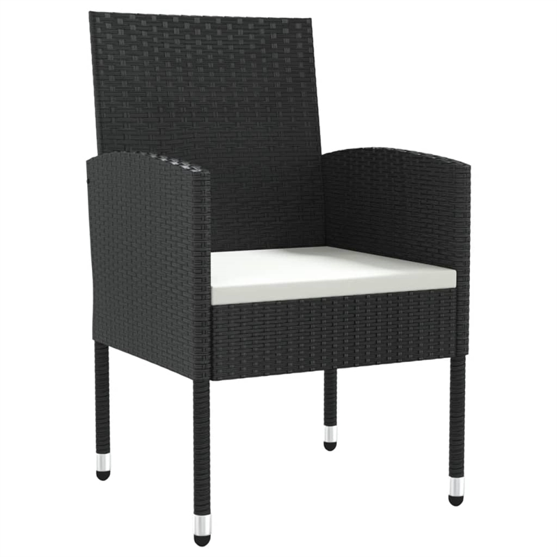 Afuera Living 7 Piece Poly Rattan Garden Dining Set in Black/Cream White