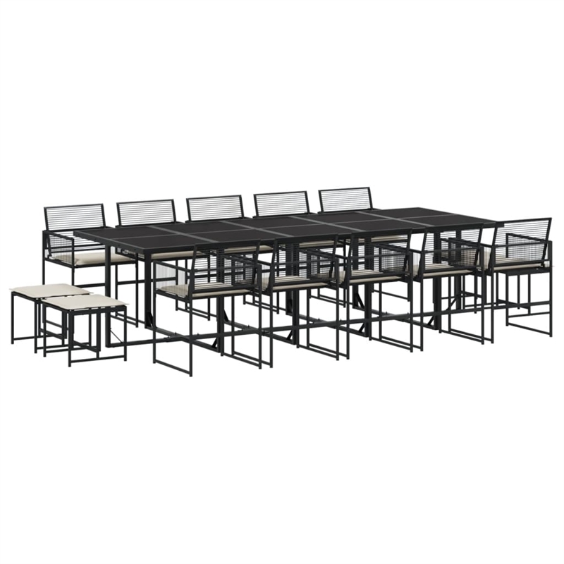 Afuera Living Contemporary 15 Piece Rattan Garden Dining Set in Black