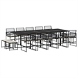 Afuera Living Contemporary 15 Piece Rattan Garden Dining Set in Black