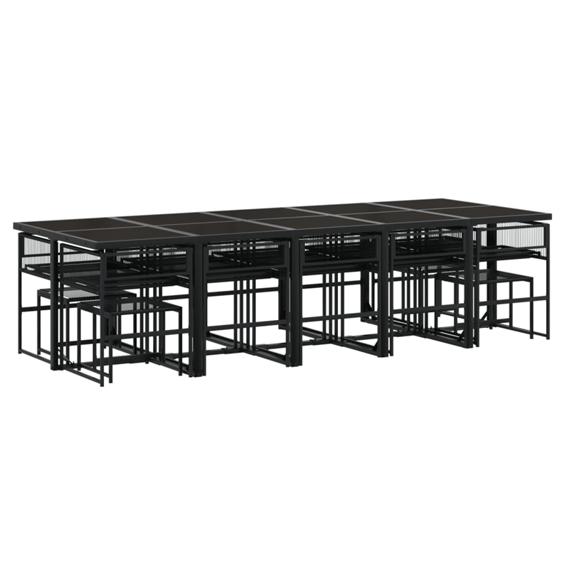 Afuera Living Contemporary 15 Piece Rattan Garden Dining Set in Black