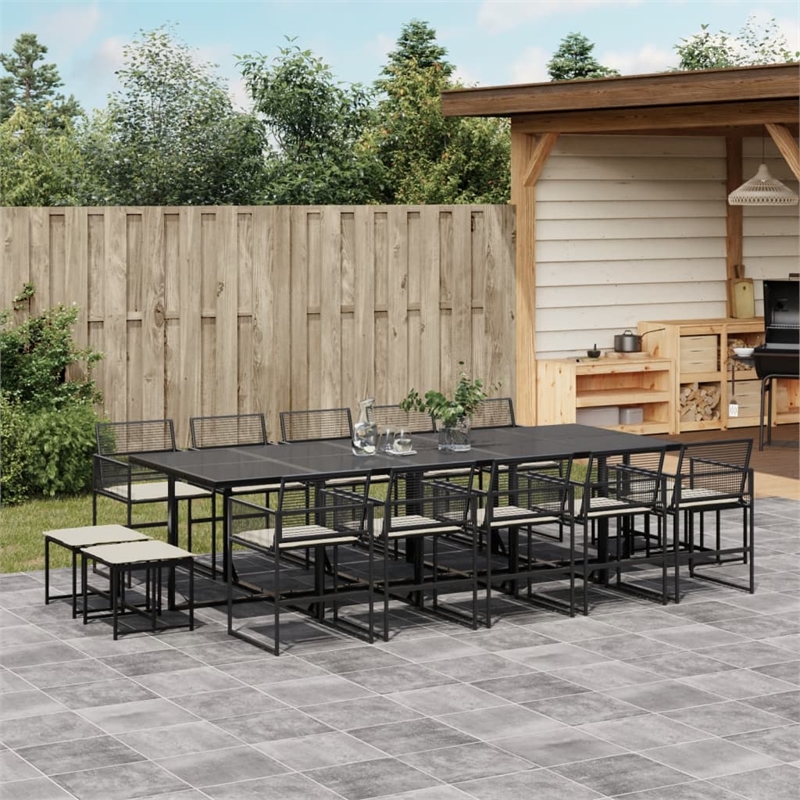 Afuera Living Contemporary 15 Piece Rattan Garden Dining Set in Black