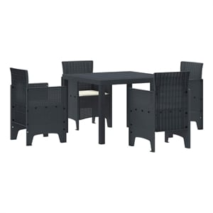 Afuera Living 5 Piece Poly Rattan Garden Dining Set in Anthracite