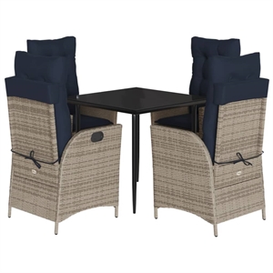 Afuera Living 5 Piece Poly Rattan Garden Dining Set in Black
