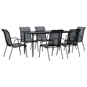 Afuera Living 7 Piece Steel Garden Dining Set in Black/Anthracite
