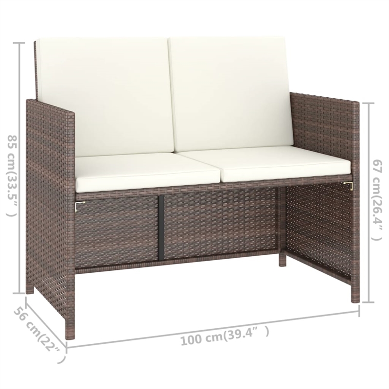 Afuera Living 6 Piece Poly Rattan Garden Dining Set in Brown/Cream White