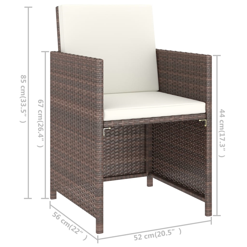 Afuera Living 6 Piece Poly Rattan Garden Dining Set in Brown/Cream White