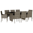 Afuera Living 9 Piece Poly Rattan Garden Dining Set in Dark Gray