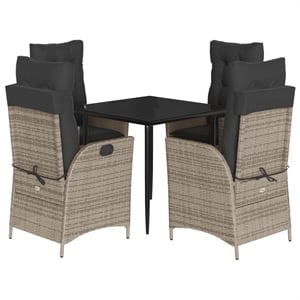 Afuera Living 5 Piece Poly Rattan Garden Dining Set in Black/Dark Gray