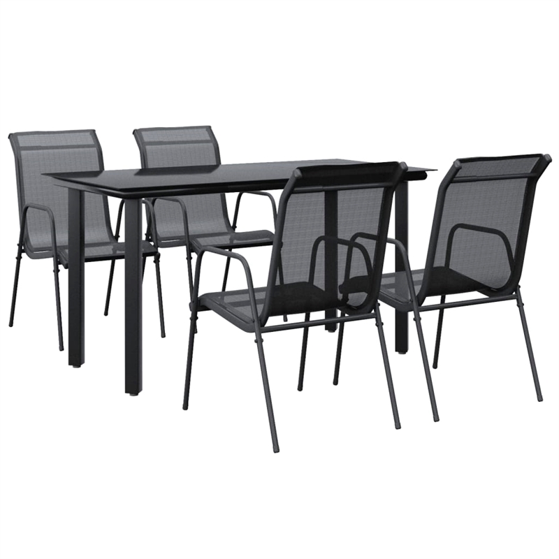 Afuera Living 5 Piece Powder-Coated Steel Garden Dining Set in Black