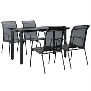 Afuera Living 5 Piece Powder-Coated Steel Garden Dining Set in Black