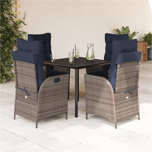 Afuera Living 5 Piece Poly Rattan Garden Dining Set with Cushions in Black