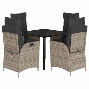 Afuera Living 5 Piece Poly Rattan Garden Dining Set in Black/Dark Gray