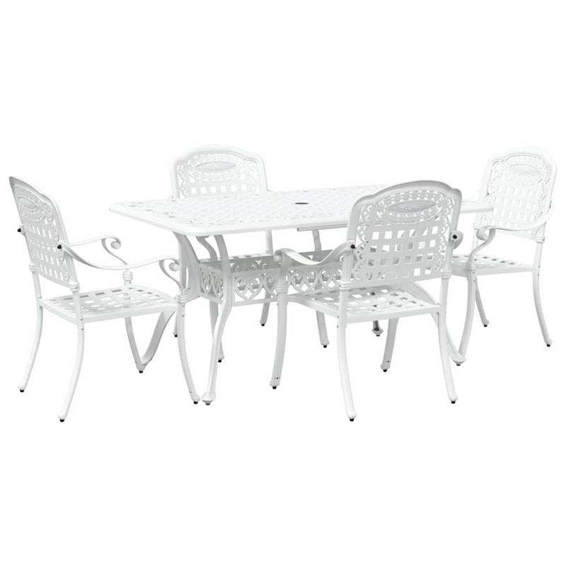 Afuera Living Contemporary 5 Piece Garden Dining Set in White