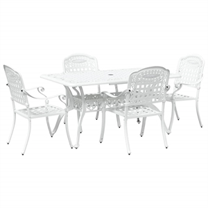 Afuera Living Contemporary 5 Piece Garden Dining Set in White