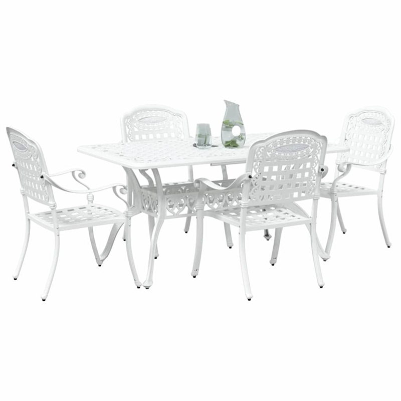 Afuera Living Contemporary 5 Piece Garden Dining Set in White