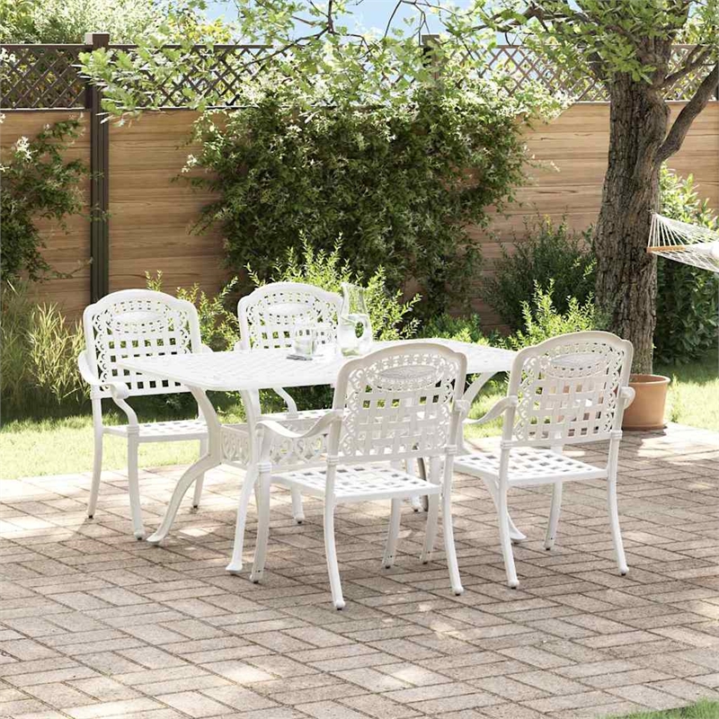 Afuera Living Contemporary 5 Piece Garden Dining Set in White