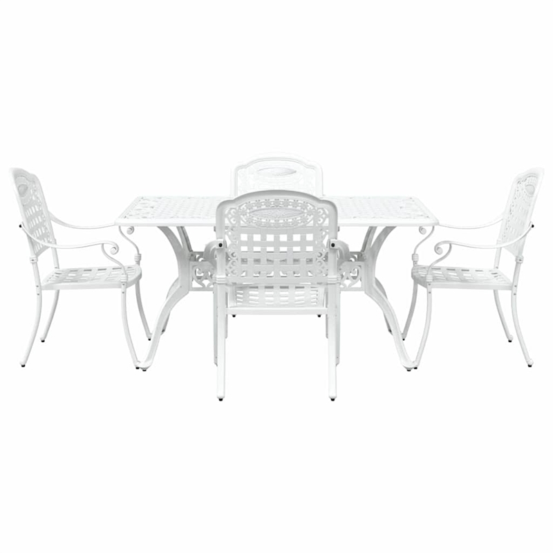 Afuera Living Contemporary 5 Piece Garden Dining Set in White
