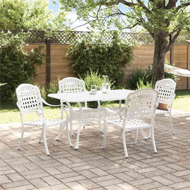 Afuera Living Contemporary 5 Piece Garden Dining Set in White
