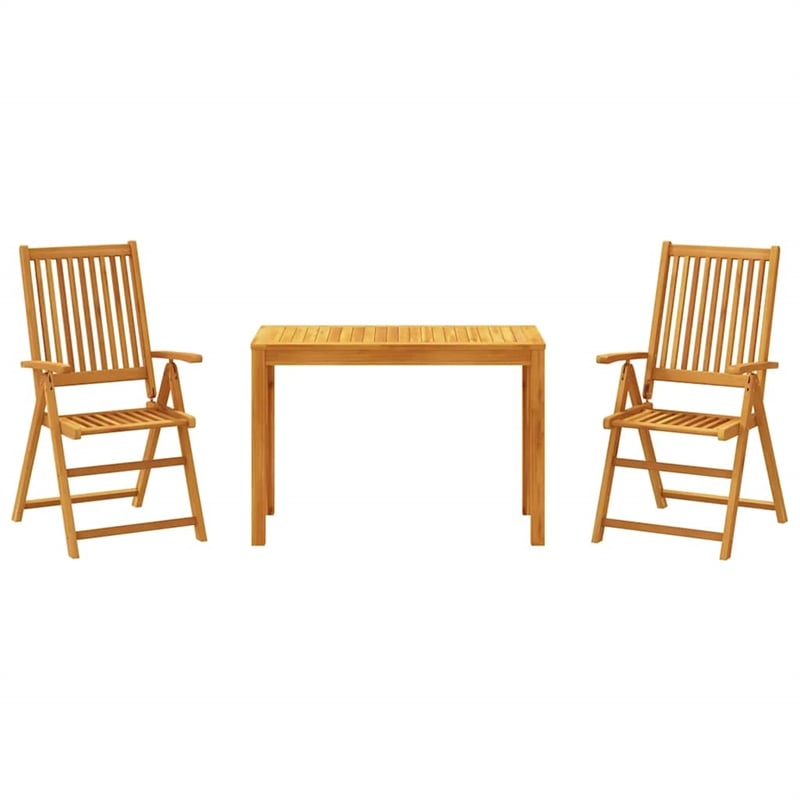 Afuera Living Contemporary Solid Acacia Wood Garden Dining Set in Brown