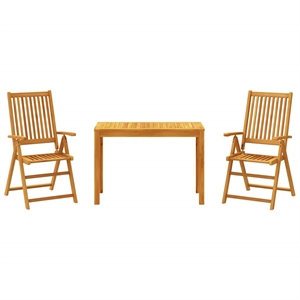 Afuera Living Contemporary Solid Acacia Wood Garden Dining Set in Brown