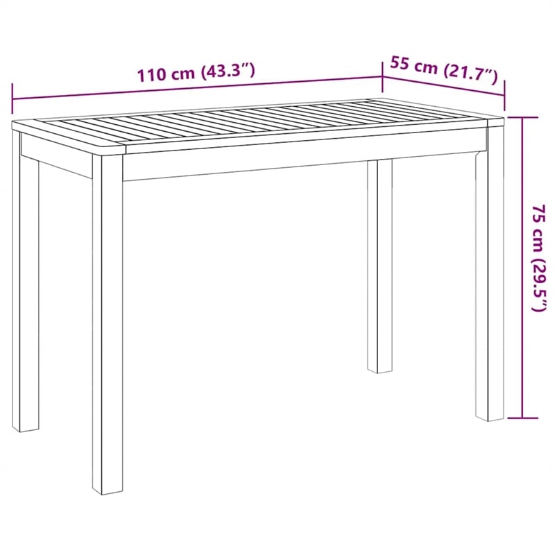 Afuera Living Contemporary Solid Acacia Wood Garden Dining Set in Brown