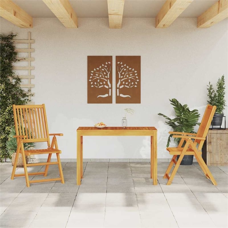 Afuera Living Contemporary Solid Acacia Wood Garden Dining Set in Brown