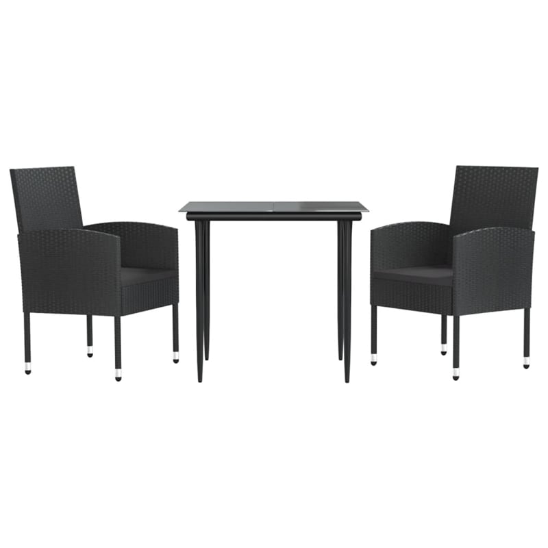 Afuera Living 3 Piece Poly Rattan Garden Dining Set in Black