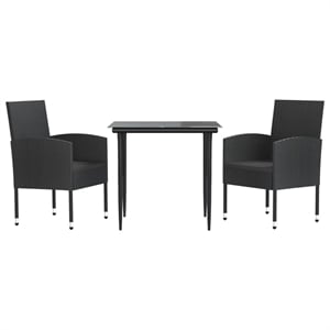Afuera Living 3 Piece Poly Rattan Garden Dining Set in Black