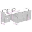 Afuera Living 9 Piece Poly Rattan Garden Dining Set in Black/Cream White