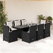Afuera Living 9 Piece Poly Rattan Garden Dining Set in Black/Cream White