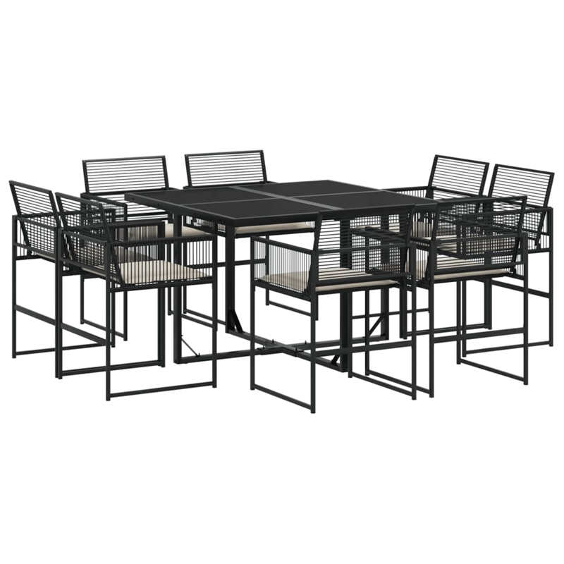 Afuera Living Contemporary 9 Piece Garden Dining Set in Black