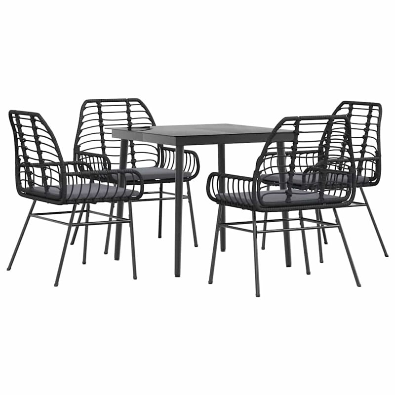 Afuera Living 5 Piece Poly Rattan Garden Dining Set in Black/Dark Gray