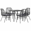 Afuera Living 5 Piece Poly Rattan Garden Dining Set in Black/Dark Gray