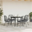 Afuera Living 5 Piece Poly Rattan Garden Dining Set in Black/Dark Gray