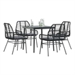 Afuera Living 5 Piece Poly Rattan Garden Dining Set in Black/Dark Gray