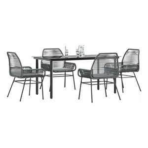 Afuera Living 5 Piece Poly Rattan Garden Dining Set in Black/Dark Gray