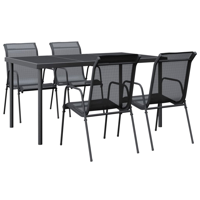 Afuera Living Contemporary 5 Piece Steel Garden Dining Set in Anthracite