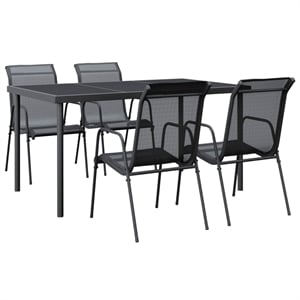 Afuera Living Contemporary 5 Piece Steel Garden Dining Set in Anthracite